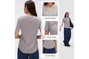 Summer Yoga Short Sleeve Running T Shirt Women Quick Dry Loose Fit Slimming Gym Training Top Lightweight Breathable Activewear