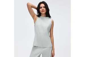 Pad Free Longline Workout Tank Top Relaxed Fit Cooling Fabric Breathable Soft Flowy Design for Yoga Pilates Longline Sleeveless