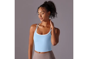 Two-Sided Nylon Brushed Sport Top Women Solid Backless Double Layer Running Yoga Outfit Stretchy Slim Fit