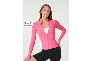 ODM Customizable Slim-It Streamline Performance Secure Pockets Zip Up Long Sleeve Fitness Gym Sports Top Yoga Jacket For Women