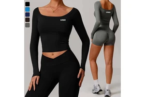 Wholesale Workout Activewear Backless Fitness Long Sleeve Gym Yoga Corset Tops for Women