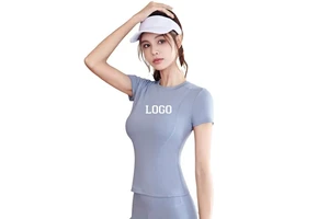 Women's Yoga Running Fitness T-Shirt Seamless Skinny Fit Crew Neck Spring Autumn Sports Short Sleeve Breathable Spandex Material