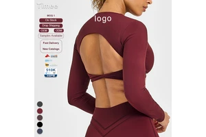 Fitness Backless Design Long-sleeved Top Breathable and Elastic Yoga Top for Fitness and Exercise