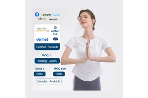 High Quality Quick Dry Pilates Workout T-Shirt Small V-Neck Fold Design Girls Yoga Exercise Top
