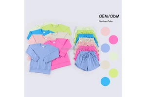 Solid Color Oversize Shirt Shorts Two Pieces Set Custom Print Baby Yoga Clothes Fashion Kids Activewear Set