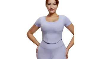 Wholesales Women Sport Wear Breathable Outdoor Training T-shirt Fat Girls Plus Size Fixed Pads Mesh Patchwork Yoga Shirt