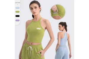 Women's Slim-Fit Yogini Tank Top Custom Logo Lightweight Breathable Shockproof Sports Top for Running Yoga Gym Workouts Built-In