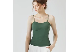 Women's Casual Knitted Camisole Tank Top Crop Top Beauty Back Bandeau Strapless Breathable Eco-Friendly Built-In Bra Base Layer