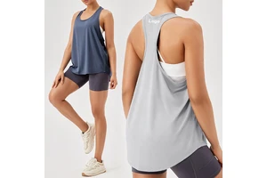 YIYI Womens Quick Dry Racerback Workout Tank Tops Scoop Neck Loose Breathable Sleeveless Tops Yoga Running Athletic Gym Shirts