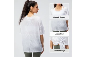 Latest Stylish Wholesale T Shirt Fitness Workout Short Sleeve Plus Size Comfortable Elastic Gym Custom Logo Women Yoga Top