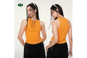 Y-XWomen's Casual Basic Sleeveless Slim Fitted Round Neck 90%Cotton 10%Spandex Tank Tee Top T Shirt