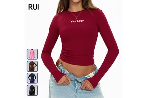 RUIQUWIN Custom Women's Round-Neck Yoga Top Quick-Dry Slim-Fit Sports Shirts High-Stretch Running Fitness Wear OEM