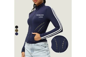 New Yoga Coat Ladies Advanced Sense Slim Standing Collar Zipper Top Yoga Fitness Sports Long-sleeved Jacket