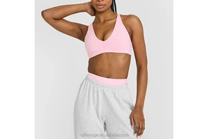 Custom Plus Size High Support Sportswear Adjustable Straps Plunge V-neckline Padding Cross Back Gym Workout Fitness Yoga Sports