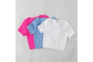 2025 Women's Short Sleeve Round Neck Slim Fit Gym T-shirts Manufacturer Wholesale Seamless Yoga Crop Top