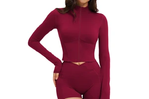Women's Long Sleeve Yoga Top Regular Fit Breathable Lightweight Seamless Front Customized Colors Workout Activewear Sportswear