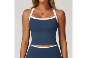 New Listing Contrast Color Pilates Yoga Wear Beautiful Backless Running Sports Bra Fitness Women's Crop Tank Tops