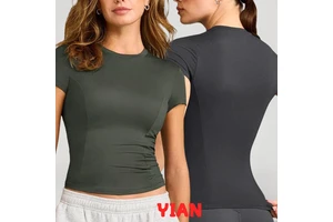 New Style Women's Solid Color Lightweight Round Neck Short Sleeves Yoga Top High Stretch Quick Drying Breathable Running T-Shirt
