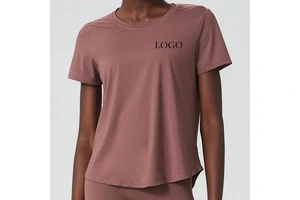Women's Breathable Quick-Drying Yoga Top Comfortable Outdoor Fitness Sports Running T-Shirt with Customized Logo