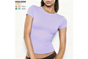 XW-ADX8002 Adult Solid Pattern Sportswear Breathable Quick Dry T Shirt Fashion Outside Fitness Tight Design Women Yoga Top