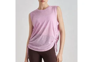 Loose Fit Mesh Yoga Cover up for Women Breathable Sleeveless Gym Workout Tank Top 100% Polyester Front Logo OEM ODM Factory