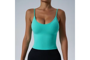 Women's Nylon Spandex Stretch Fabric Tank Tops Quick Dry Breathable Running Yoga Vest Slim Fit Sports Bras Fitness Yoga Wear
