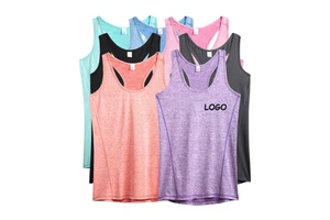 Oem Sportswear Summer Fashion Racer Back Polyester Spandex Custom Logo Fit Activewear Workout Yoga Tank Top for Woman