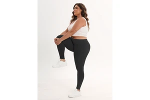 Plus Size High-Waist Yoga Leggings Four-Way Stretch Solid Fitness Tights Butt-Lifting Compression Pants Workout Running Exercise
