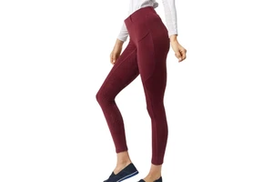 High Waist Full Length Yoga Leggings With Contrast Stitch Pattern Spandex Nylon Four-Way Stretch Pants GLOBEL