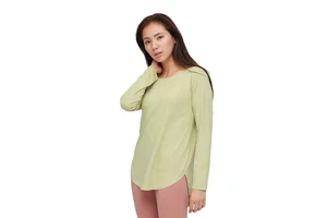 Women Teenagers Plus Size Solid Logo Sport Yoga Long Sleeve T-Shirt Quick Dry Breathable Workout Sportswear