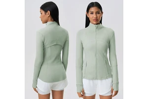 Roregal Autumn/winter New Yoga Sport Jacket Women's Nylon Stretch Zipper Running Yoga Long Sleeve Top Jacket