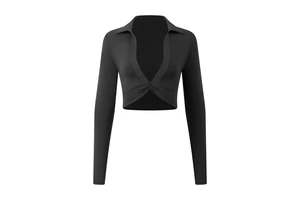 Sports Tops Women's Lapel Pleated Tight-fitting Thin Long-sleeved T-shirt Jacket Training Fitness Yoga Clothes