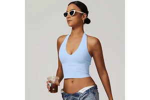 Hanging Neck Yoga Bra Women Seamed Sports Vest With Chest Pad Female Sexy Breathable Fitness Tops Shockproof Gym Tank Top