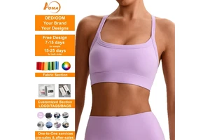 Aoyema Women Fitness Wear Tight High Support Yoga Vest Crisscross Straps Quick-drying Fitness Wear Sports Bra