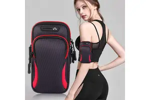 Universal Nylon Phone Armband Outdoor Waterproof Fitness Running Sports Arm Phone Holder with Headphone Jack Mobile Phone Bag