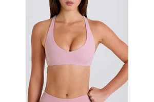Custom Logo Women's Basic Activewear V-Neck Cross Back Sports Bra Sexy Padded Plain Blank Plus Size Lightweight Seamless Front