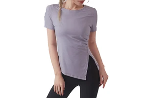 YIYI Size Plus Women Fitness Clothing Yoga High Quality Gym Quick Dry Short Sleeve Tops Round Collar Baggy Sports Women T-shirt