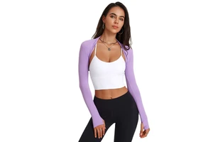 New Women Long Sleeve Open Front Soft Dance Yoga Shawl Comfort Quick Dry Crop Yoga T Shirt