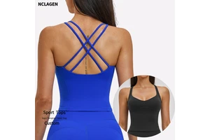 Women Cross Back Yoga Tank Top Breathable Quick Dry Sports Bra Outdoor Casual Top Sleeveless Gym Shirt Ladies Fitness Wear
