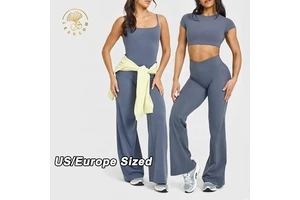 Manufacturer Plain Push up Tightssoft Pantalones De Yoga Para Mujer Stretch Custom High Waist Plus Size Wide Leg Flare Leggings