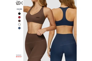 Hot Sexy Deep V Neck Shockproof Sports Yoga Bra Girls Gym Fitness Wear Bra Top Custom Logo Clothes for Women