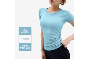 ADTX42001 Seamless Slim Yoga Short-sleeved Round Neck Quick-drying Breathable Running Sports T-shirt Elastic Pilates Top