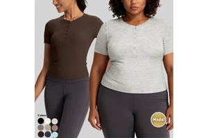 Women's Modal Classic Round Neck Yoga T-Shirt Slimming Fit Ribbed Short Sleeve Top for Female Causal Comfortable T-shirt 2025