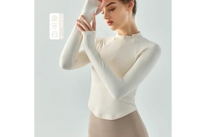 Hot Selling Winter Soft Breathable Solid Casual Stand Collar Half Zipper Long-sleeved Fitness Gym Wear Yoga Wear Tops for Women