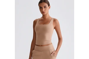 Hot Selling Women's Athletic Crop Top Yoga Vest Beautiful Back and High Elasticity square Neck Vest Sports Fitness Vest