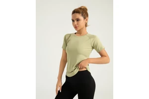 FlexiBunny Women's Yoga Short-Sleeved Sports T-Shirt-V-Neck Skinny Fit Breathable Quick Dry Chest-Enhancing Shape-Sculpting