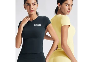 Hot Selling Women Slim Fit Short Sleeve Gym T Shirt Yoga Top Custom Active Wear Round Neck Sports T- Shirts