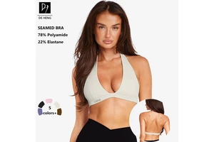 Women'S Fitness Crop Top Wholesale Halter Neck Open Back Deep V Neck Seamed Activewear Yoga Breathable Bra