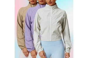 Fall Winter Fitness Zipper Stand up Collar Tops Windproof Workout Yoga Jackets for Women