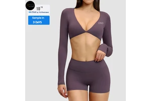 Women's V-Neck Fitted Workout Top - Quick-Dry Long Sleeve V-Neck Yoga Shirt for Pilates & Running Fashion Short Sports Top
